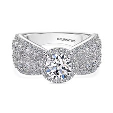 TJC LUXURIANT 2 Ct Lab Grown Diamond Halo Ring for Women, 925 Sterling Silver