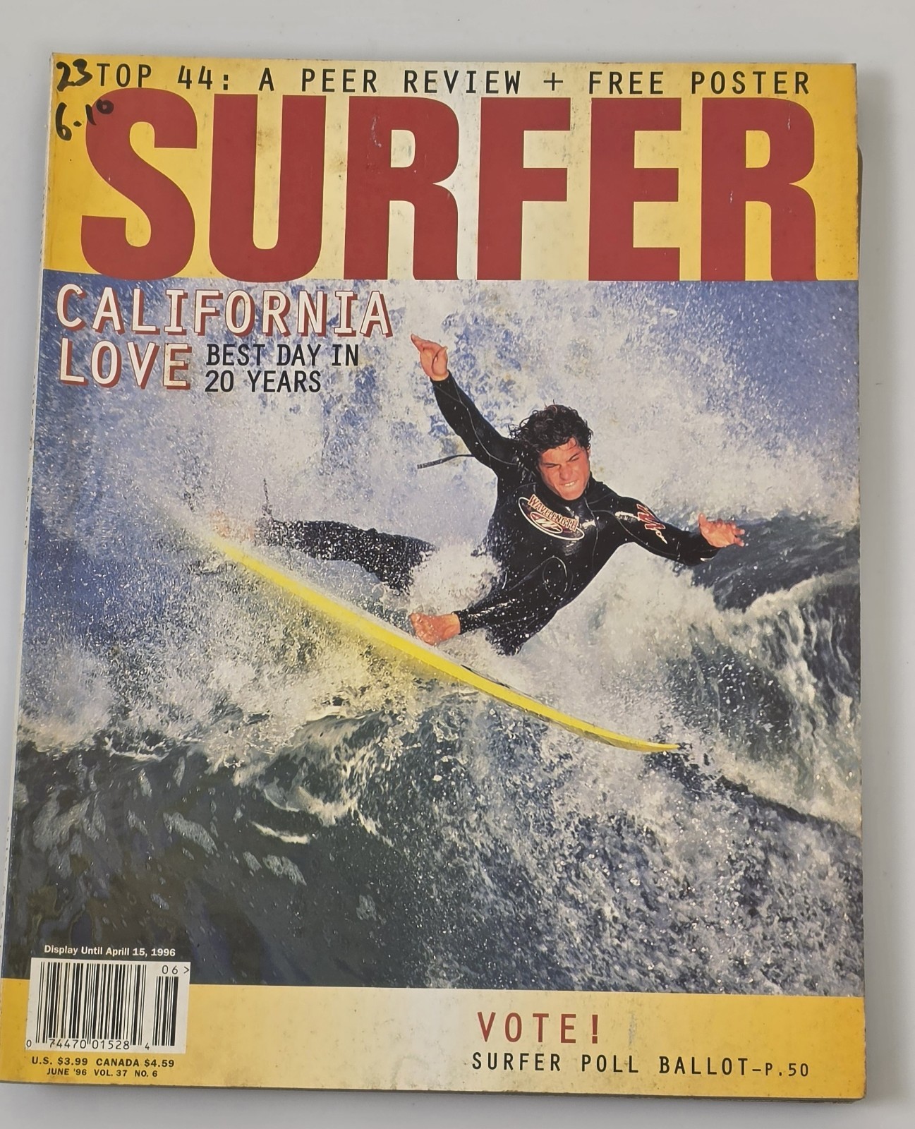 Surfer Magazine June 1996 Vol 37 No 6 California Love Surfing w/poster image 2