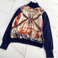 USED HERMES KNIT TURTLENECK WITH SCARF - ALL-OVER PATTERN GOOD