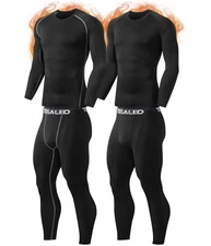 TELALEO Men’s Thermal Underwear Set 2Pcs Fleece Lined Base Layer Long Johns