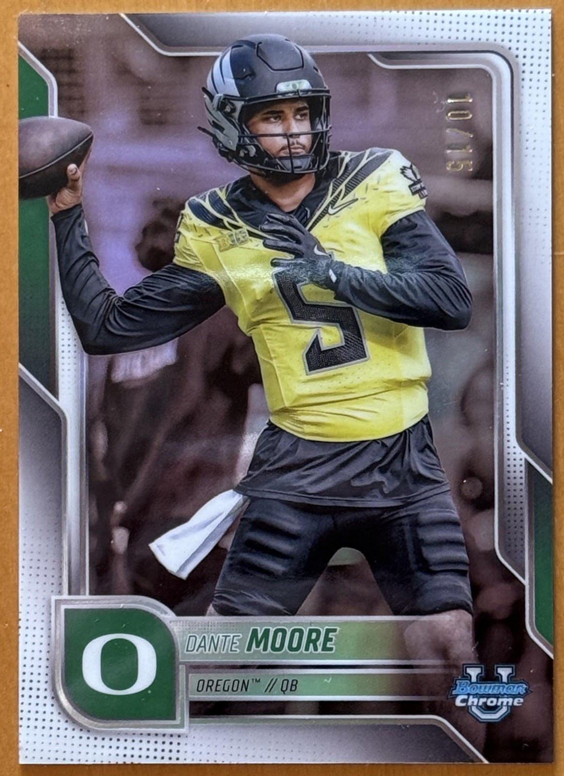 Dante Moore 2025 Bowman Chrome U White Refractor #10/15 Oregon Ducks #137