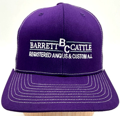 Richardson Style 112 Barrett Cattle Trucker Hat 6 Panel Purple Front White Mesh