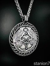 Ewiger Koten Kreis Rabe Rune Anhänger Edelstahl Kette Wikinger Schmuck Biker 416