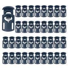 50Pcs Nylon Spring Cord Locks Elastic Toggle Stop Slider Clamp, Dark Blue