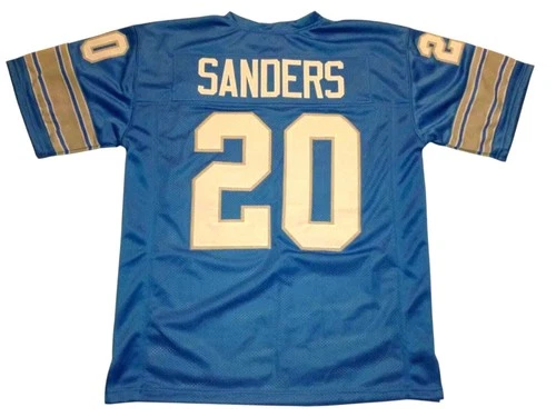 UNSIGNED CUSTOM Barry Sanders Stitched Sewn Blue Jersey - M to 3XL
