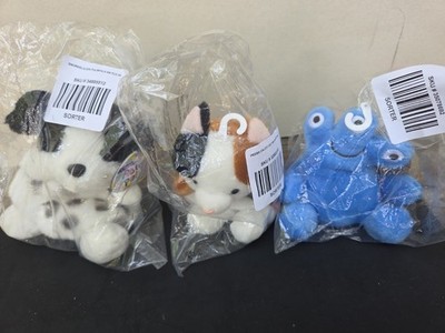 Aurora World Original Palm Pals Lot of 3 Peebs The Cat, 4Zeke And Snorkles Dog