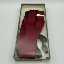 Trafalgar Suspenders Braces Maroon with Leather  Brass Adjustable Original Box