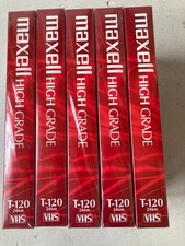 Maxell Video Cassette High Grade T-120 Lot of 5 VHS Blank New Sealed