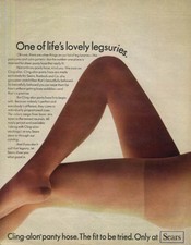 One of life's lovely legsuries: Sears Cling-alon Pantyhose ad 1969