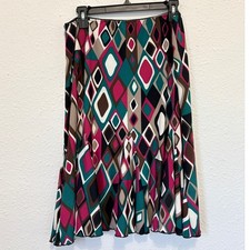 Vintage Y2K Midi Skirt Geometric Jewel Tone Funky Retro Glam Euro