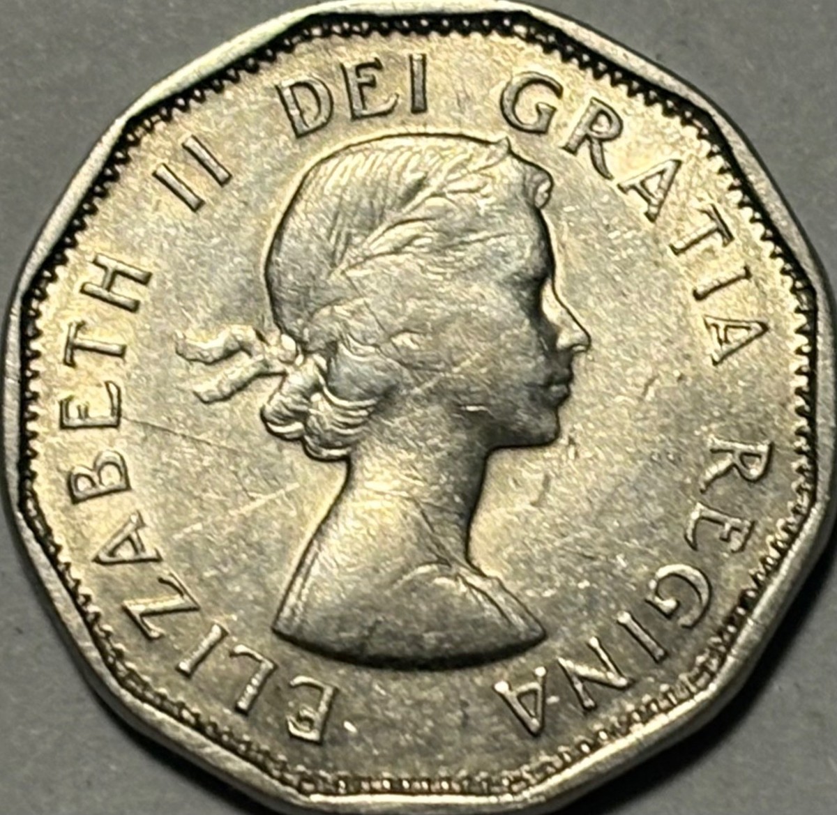 RARE* 1960 Canada 5 Cent Nickel! *BALD BEAVER WEAK STRIKE ERROR