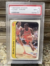 1986 Fleer Michael Jordan Rookie Card PSA 9 MINT Graded Sticker #8. rookie card picture