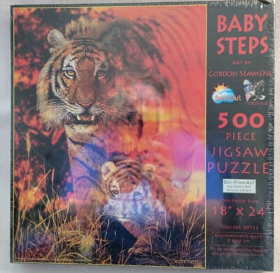 Jigsaw Puzzle Wild Animal Brown Tigers 500 piece art: Gordon Semmens Baby Steps