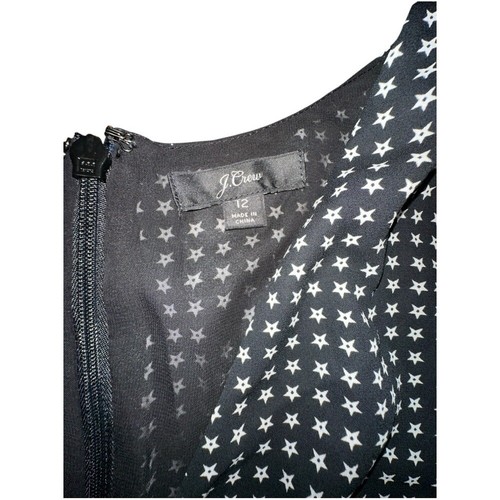 Top sin mangas J.Crew negro blanco estampado de estrellas peplum talla 12 - Imagen 4 de 5