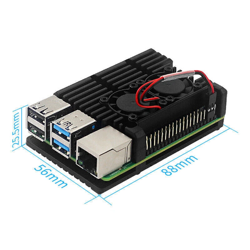 Gehäuse aus mit doppeltem Lüfter für Raspberry Pi 4 Modell B 4B - Bild 4 von 4