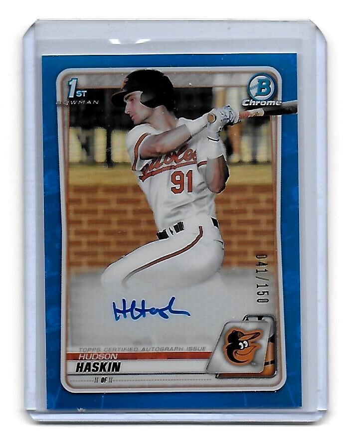 Hudson Haskin 2020 Bowman Chrome 1st Year  Blue Auto Ref  #/150  Autograph