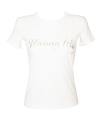 Image of GUESS women's t-shirt short sleeve crew neck t-shirt with print and logo pure co