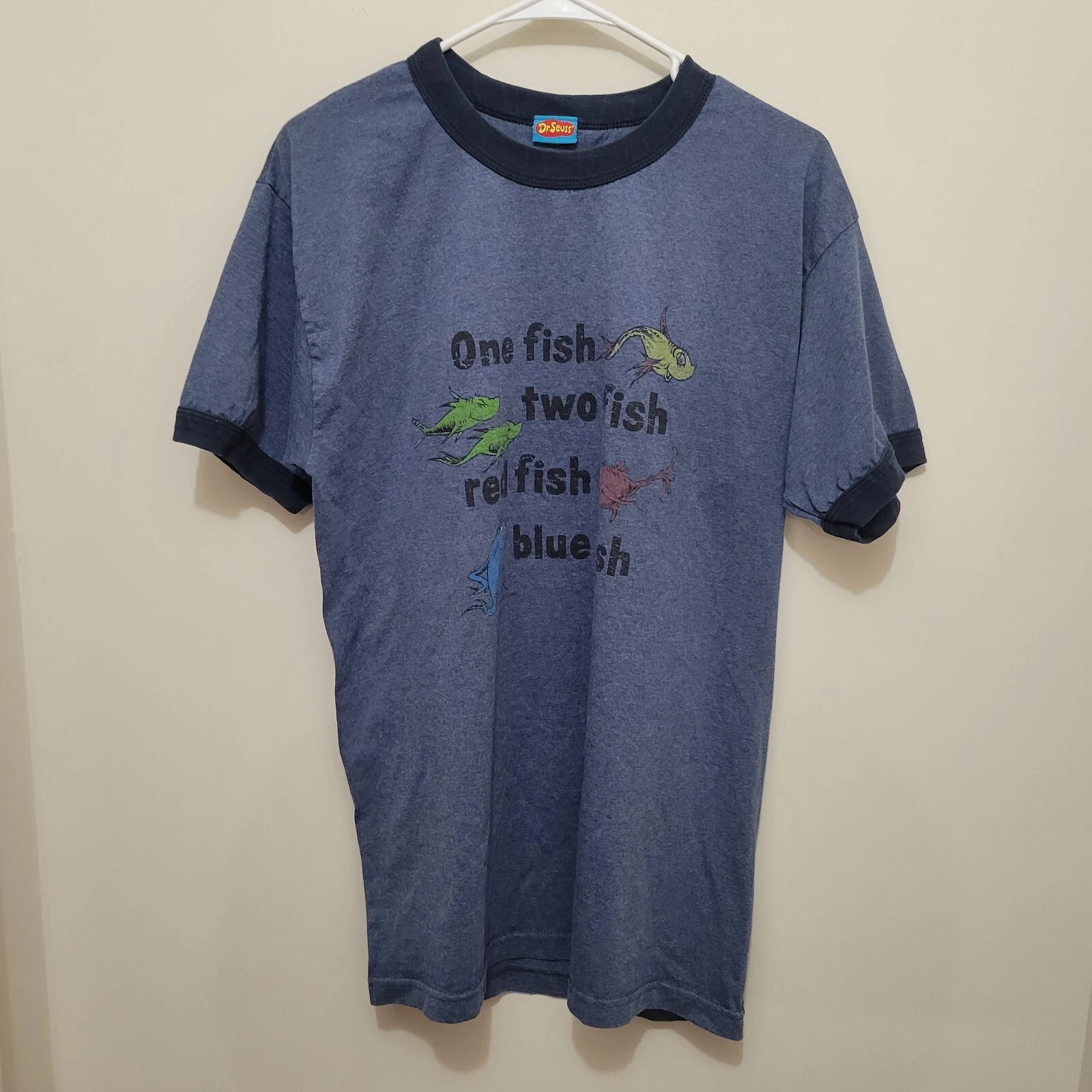 Vintage dr seuss one fish two fish red fish blue fish shirt size M No Tag