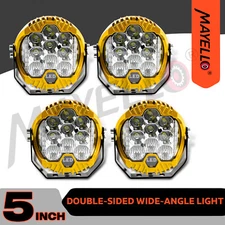 4X 5" LED Work Light Bar Pods Round Offroad Driving Truck ATV Fog Lamp Amber DRL
