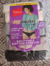 Hanes TEN PACK Bikini Panties. Size 9 COTTON. Mixed Colors. 44 To 45 Hip. NEW
