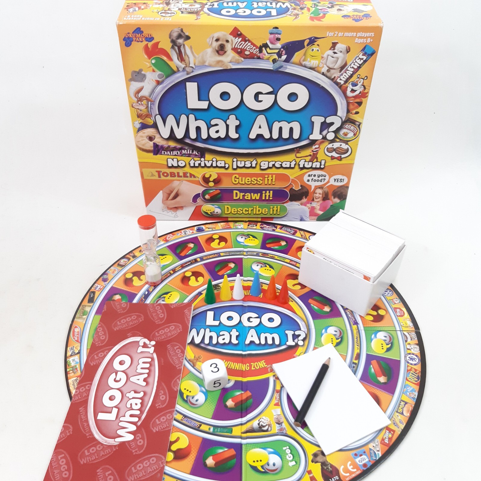 Logo What Am I? Board Game by Drumond Park 2012 Complete Guess Draw Describe