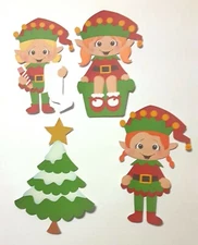 3D UPick Christmas Elves Boy Girl Santa Helper Tree Scrapbook Card Embellishment