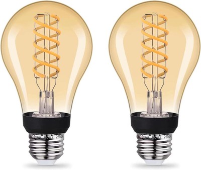 A21 LED Edison Bulb 60W Equivalent Warm White 2500K 2500k Amber Glass 2p 