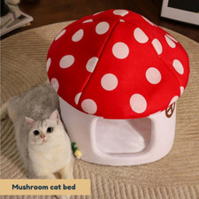 Mushroom Cat Bed  Cute Cat Bed  Cottagecore Cat Furniture  Fairy Tale Cat Bed