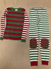 Hanna Andersson 140 Pajama Set Red Green Christmas Mixie