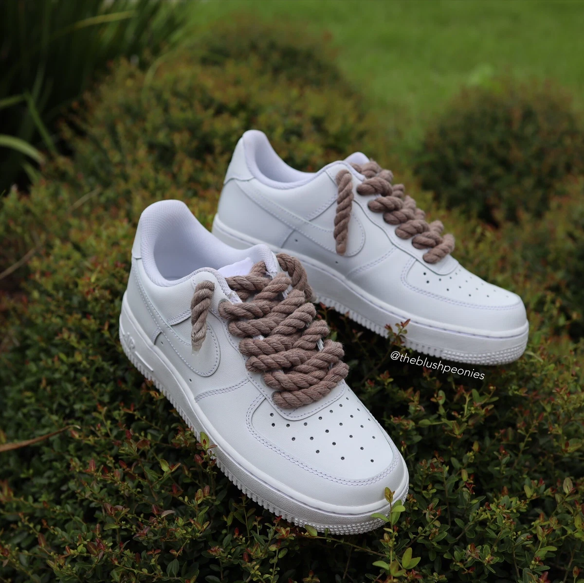 Nike Air Force 1 Low With Brown Rope Laces UNISEX Custom Shoes All