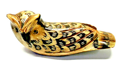 VTG Original Barry Stein Signed Cattle Horn Owl Carving 1996 Limited Find Rare!