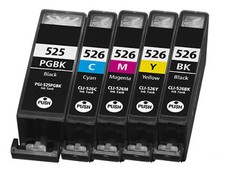 PGI-525  CLI-526 5 Ink Cartridges For Canon Pixma MG5320 MG5350 MG6250 NON OEM