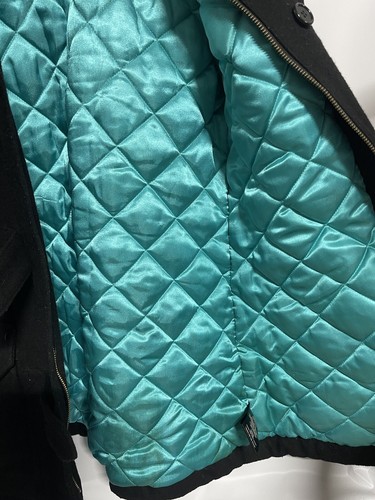 Volcom Womens Gray Black Teal Button Up Jacket Peacoat Cotton Size 12 - Picture 5 of 7
