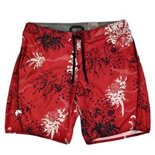 OLD NAVY Mens Board Swim Shorts Red Tropical Floral Pocket Size XXL