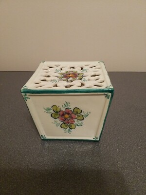 E. P. L. Alcobaca Portugal Flower Pottery Frog Vase Hand Painted 446