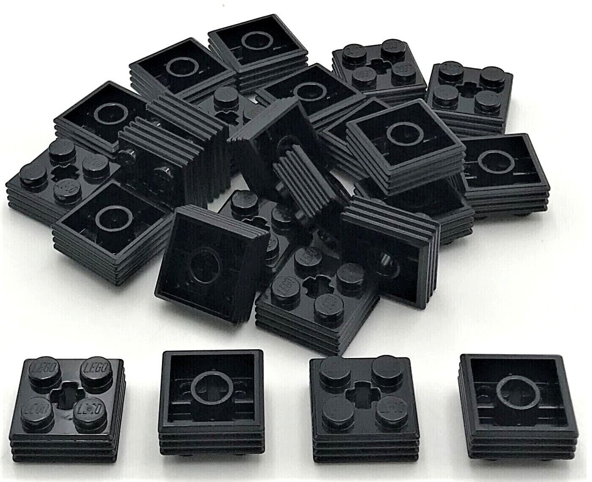 Lego 25 New Black Bricks Modified 2 x 2 x 2/3 Stud Ribbed with