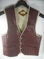Genuine Leather Sherpa Lined Size 40 Western Embossed Horse Vest Vintage