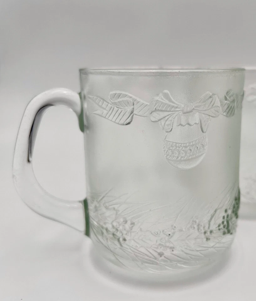 Juego de 4 tazas de Navidad de vidrio transparente Duralex Francia Foto 3 de 4