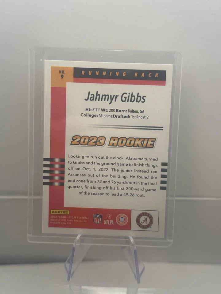 2023 Score Rookie🔥Jahmyr Gibbs RC Insert #9🔥Detroit Lions - Image 2 of 2