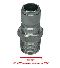 Stainless Steel Quick Connect Male Plug .840" 1/2" NPT Easy Release Coupling