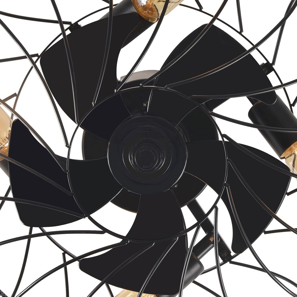 20" Rustic Caged Ceiling Fan Light Farmhouse Flush Mount Chandelier