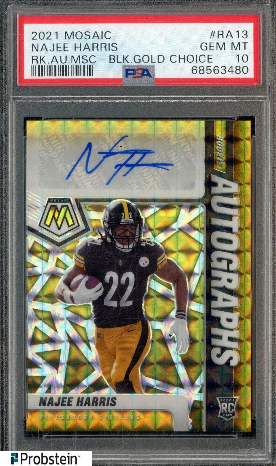 Najee Harris Panini Mosaic Rookie Autographs Mosaic #RA13 Black Gold Choice