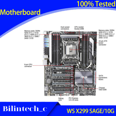 FOR ASUS WS X299 SAGE/10G Workstation Motherboard Supports Dual M