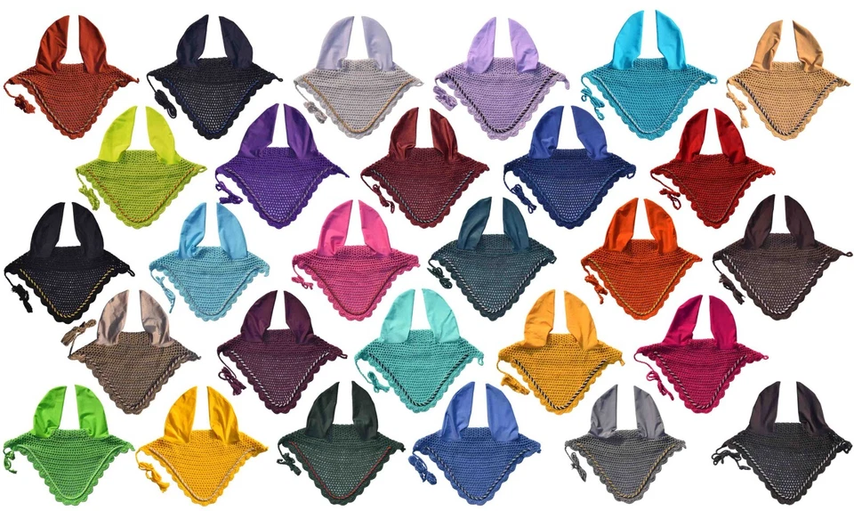 CABALLO MOSCA GORRO MOSCA GORRO OREJA VELO MOSCA ALGODÓN GANCHILLO HECHO A MANO TACHUELA Foto 2 de 3