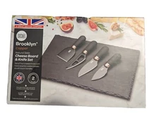 Taylor's Eye witness Brooklyn Copper Slate cheese board and 4 piece Knife set 