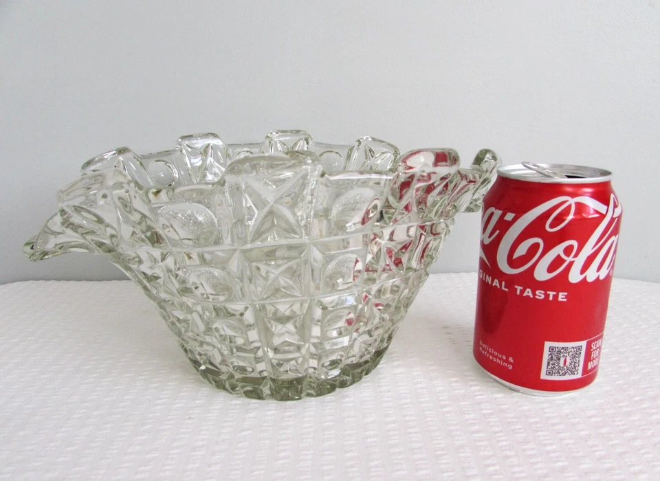 Art Deco 1930’s Libochovice Modernist Glass Optic Lens Bowl No 2134 Czech SKLO - Image 2 of 4