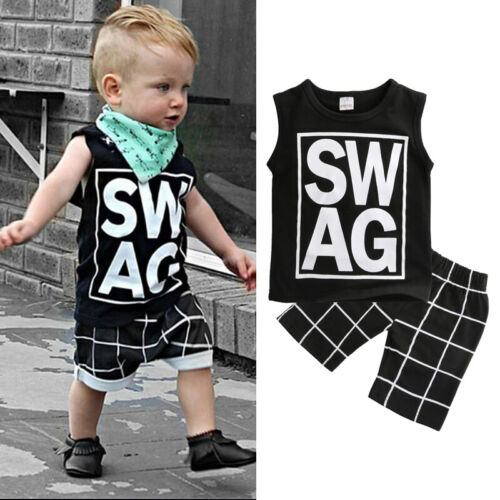 Toddler Baby Boys Summer Clothes Set Sleeveless T-shirt Shorts Casual Outfits - Picture 1 of 10