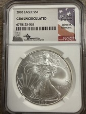 2010 American Silver Eagle $1 NGC Gem Uncirculated John Mercanti Hand Signed
