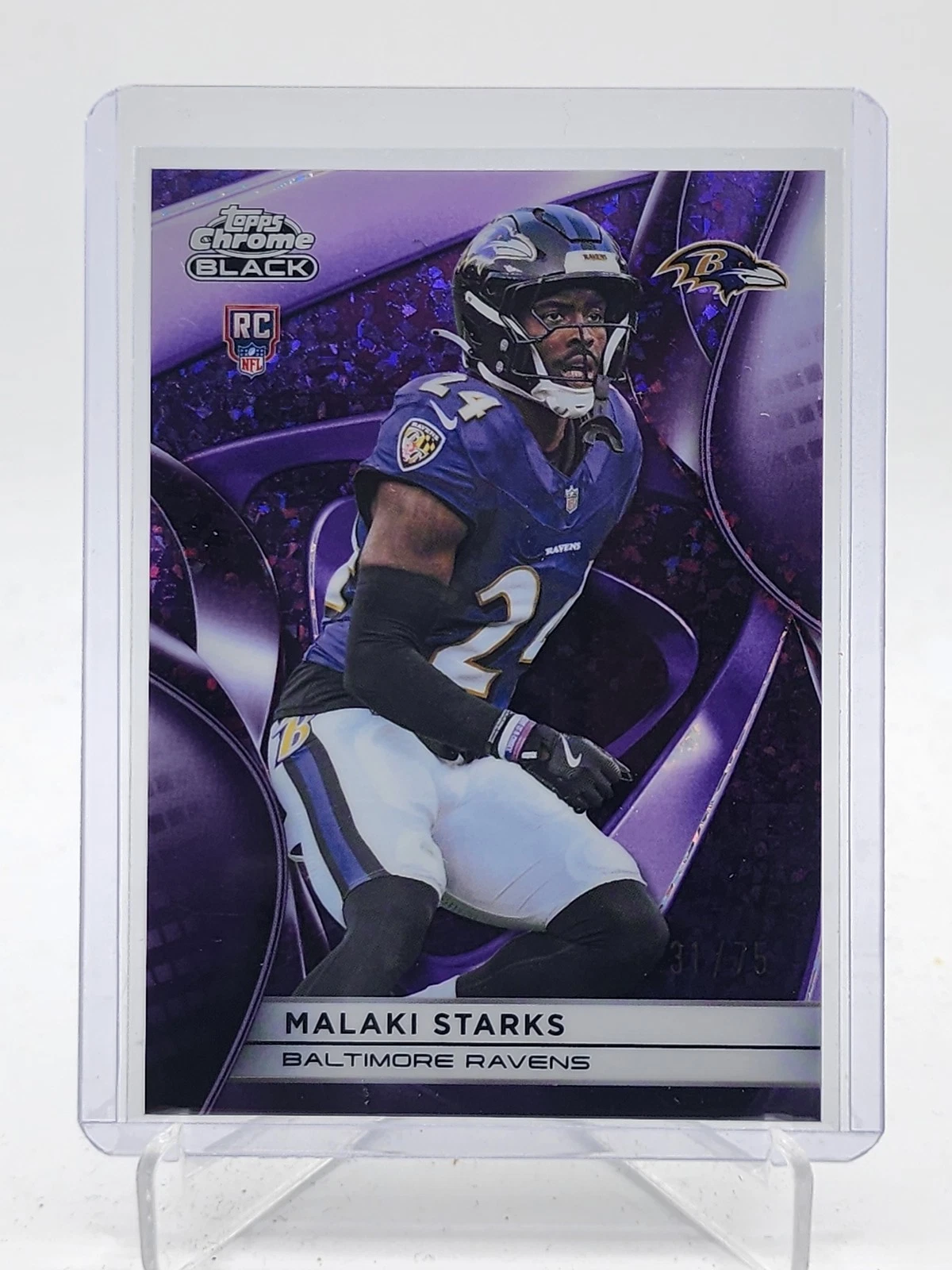 2025 Chrome Black Malaki Starks #Q7485 Purple Mini Diamond /75