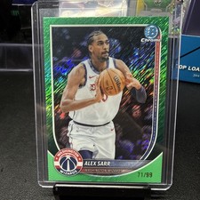 2025-26 BOWMAN CHROME ALEX SARR  GREEN SHIMMER REFRACTOR SP #/99 WIZARDS